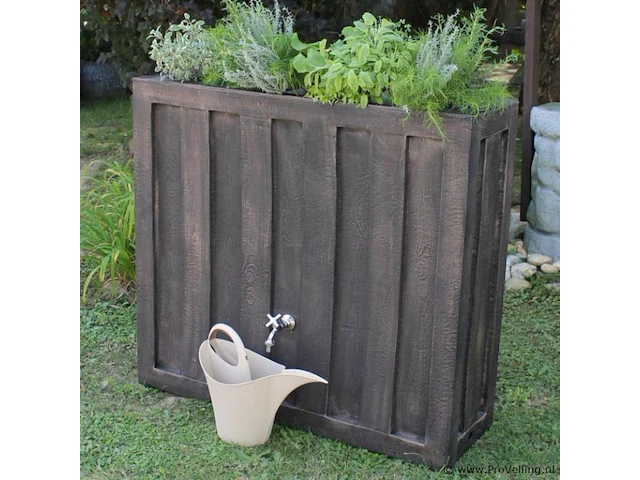 Regenton/bloembak, houten look, 1115 x 380 x 1100 mm, 300 liter - afbeelding 1 van  4