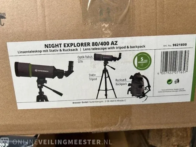 Reistelescoop met rugzak bresser, 9621800 nightexplorer 80/400 - afbeelding 6 van  6