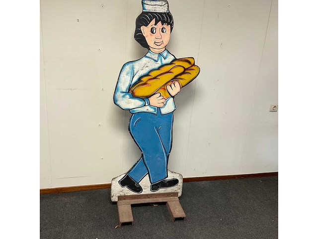 Reklamebord met bakker, dubbelzijdig op zwaar metalen onderstel - afbeelding 1 van  4