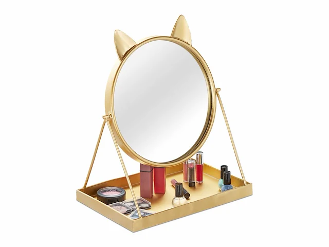 Relaxdays 10034557 make up spiegel goud (4x) - afbeelding 1 van  8