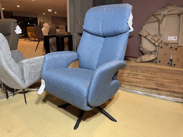 Relaxfauteuil, blauw stof, manueel verstelbaar, zwarte poot - afbeelding 3 van  6