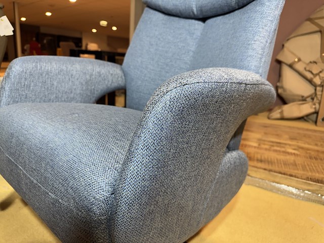 Relaxfauteuil, blauw stof, manueel verstelbaar, zwarte poot - afbeelding 4 van  6