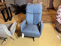 Relaxfauteuil, blauw stof, manueel verstelbaar, zwarte poot - afbeelding 5 van  6