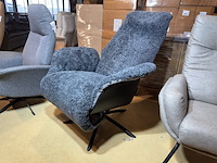 Relaxfauteuil, blauwgrijs teddystof, manueel verstelbaar - afbeelding 1 van  5