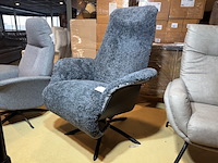 Relaxfauteuil, blauwgrijs teddystof, manueel verstelbaar - afbeelding 2 van  5
