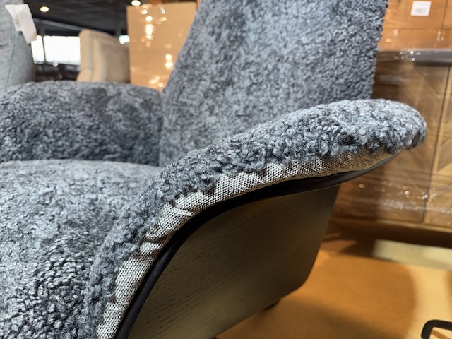 Relaxfauteuil, blauwgrijs teddystof, manueel verstelbaar - afbeelding 4 van  5