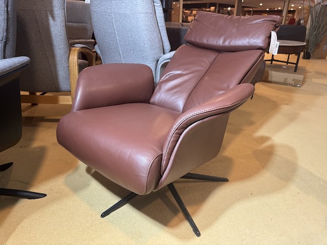 Relaxfauteuil, bordeaux/bruin leer, manueel verstelbaar - afbeelding 1 van  4
