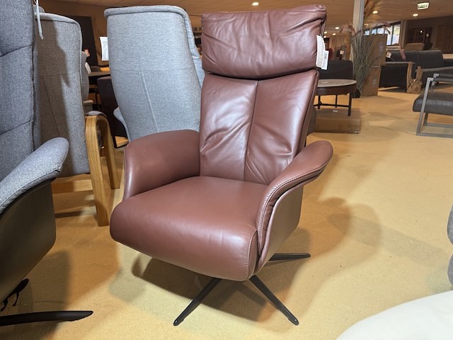 Relaxfauteuil, bordeaux/bruin leer, manueel verstelbaar - afbeelding 2 van  4