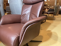 Relaxfauteuil, bordeaux/bruin leer, manueel verstelbaar - afbeelding 3 van  4