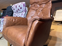 Relaxfauteuil, bruin leer, manueel verstelbaar, zwarte poot - afbeelding 4 van  6