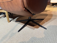 Relaxfauteuil, bruin leer, manueel verstelbaar, zwarte poot - afbeelding 5 van  6
