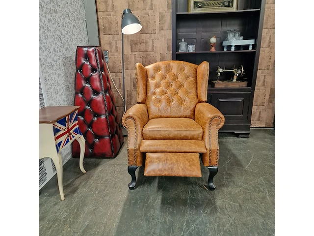 Relaxfauteuil chesterfield, lazychester , bruin - afbeelding 4 van  8