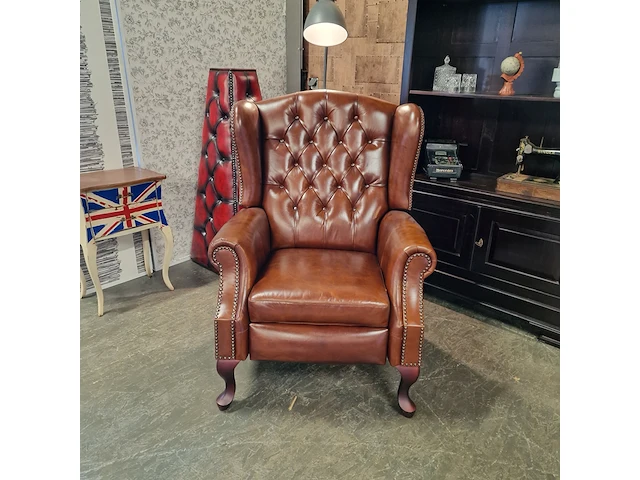 Relaxfauteuil chesterfield, lazychester , cognac - afbeelding 2 van  8