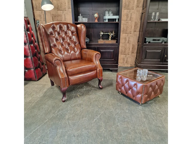 Relaxfauteuil chesterfield, lazychester , cognac - afbeelding 3 van  8