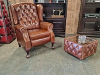 Relaxfauteuil chesterfield, lazychester , cognac - afbeelding 3 van  8