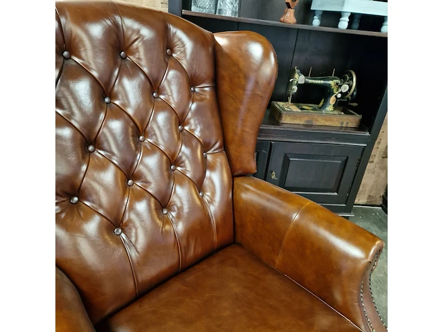 Relaxfauteuil chesterfield, lazychester , cognac - afbeelding 5 van  8