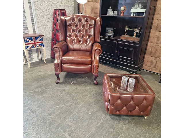 Relaxfauteuil chesterfield, lazychester , cognac - afbeelding 8 van  8