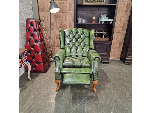 Relaxfauteuil chesterfield, lazychester , groen - afbeelding 3 van  7