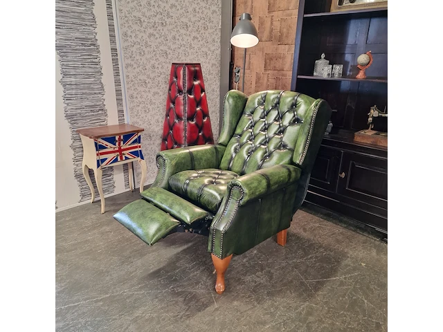 Relaxfauteuil chesterfield, lazychester , groen - afbeelding 4 van  7