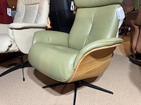 Relaxfauteuil, groen leer, manueel verstelbaar, design - afbeelding 3 van  7