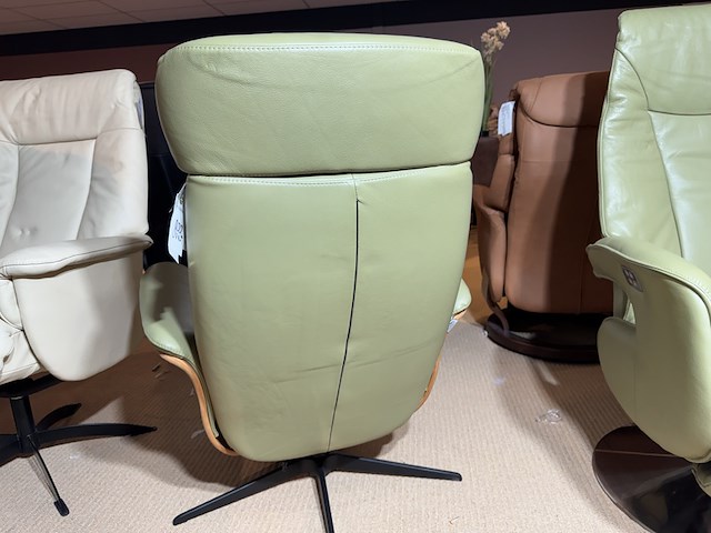 Relaxfauteuil, groen leer, manueel verstelbaar, design - afbeelding 7 van  7