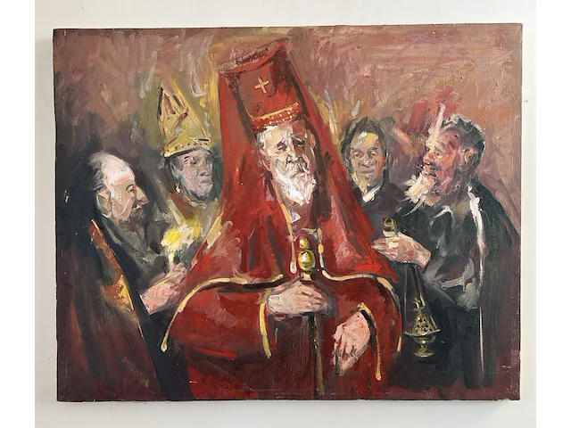 Religieus schilderij, oost-europese school , 2000 - afbeelding 1 van  2