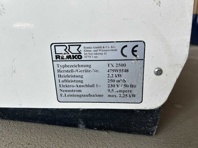 Remko tx2500 heater - afbeelding 4 van  4