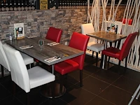 Restaurant meubilair bestaande uit 23 horeca tafels met afmeting 70 x 70 x 75 cm en metalen voet en 46 hore... - afbeelding 2 van  4