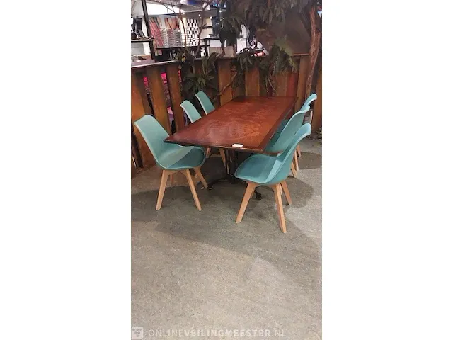 Restaurant tafel met 6x kuipstoel - afbeelding 1 van  4