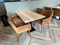 Restauranttafel met 4 lederen fauteuils - afbeelding 1 van  7
