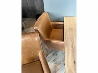 Restauranttafel met 4 lederen fauteuils - afbeelding 6 van  7