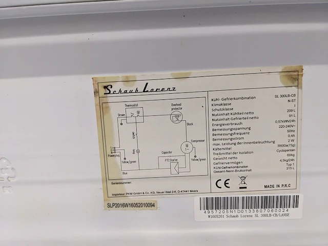 Retro koel/vries combinatie schaub lorenz, sl300lb-cb, hemelblauw - afbeelding 8 van  8