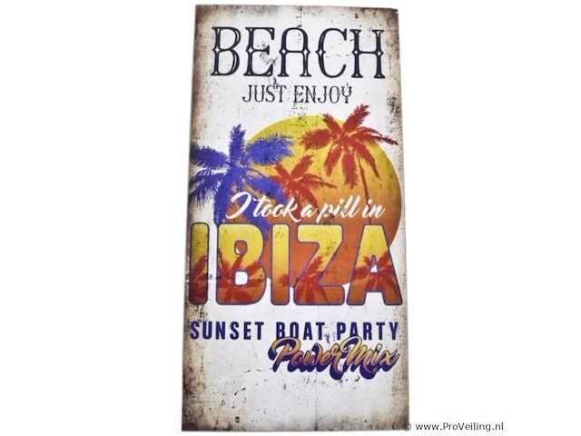 Retro wandbord ibiza 40 cm mdf - afbeelding 1 van  1