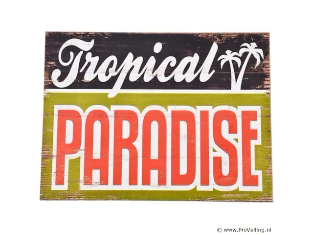 Retro wandbord tropical paradise 40 cm mdf - afbeelding 1 van  1