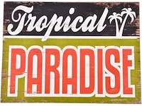 Retro wandbord tropical paradise 40 cm mdf - afbeelding 1 van  1