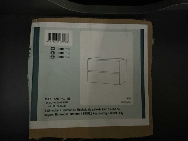 Revital matt antracite badmeubel 60 cm - afbeelding 6 van  7
