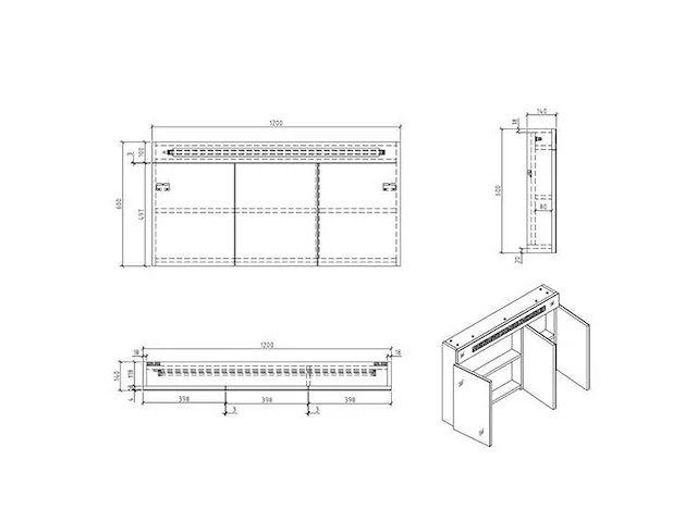 Revital sp-s120-pw spiegelkast 120cm - afbeelding 4 van  5