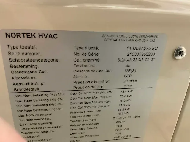 Reznor 11-ulsa075-ec werkplaats heater - afbeelding 4 van  4