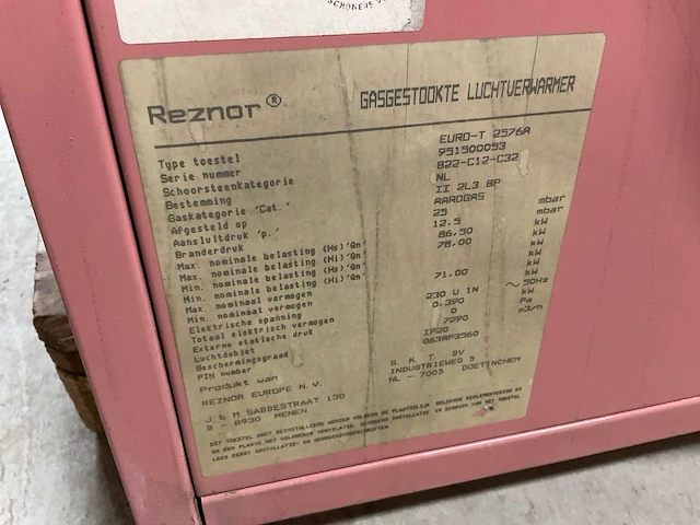 Reznor euro t 2576a luchtverwarmer - afbeelding 3 van  3