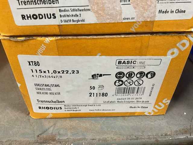 Rhodius xt 80 edelstaal 115x1.0 slijpschijf (250x) - afbeelding 2 van  3