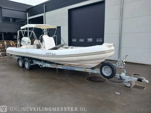 Rib 7.30m jenhal, met 225 pk johnson buitenboordmotor en trailer, wit - afbeelding 1 van  63