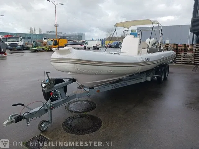 Rib 7.30m jenhal, met 225 pk johnson buitenboordmotor en trailer, wit - afbeelding 56 van  63