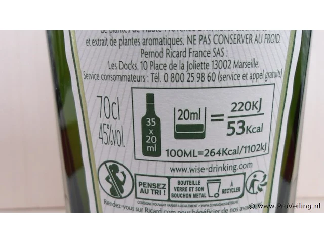 Ricard pastis de marseille - 70 cl - winkelverkoopprijs € 21.95 - afbeelding 3 van  3