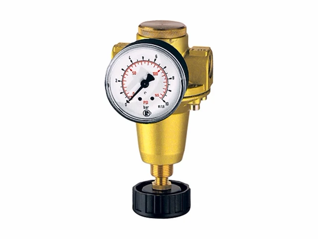 Riegler constante drukregelaar incl. manometer, bg 1, g 1/4, pe max. 25 bar, mediumtemperatuur max. 90 c - afbeelding 1 van  2