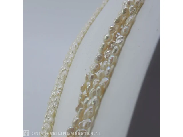 Rijstparel collier met zilveren sluiting - afbeelding 7 van  10