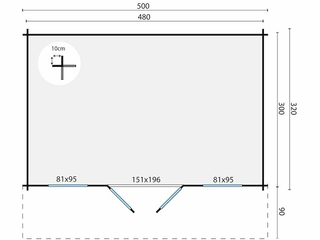 Rika - tuinhuis 44mm 5000x4100x2630mm onbehandeld - afbeelding 2 van  5