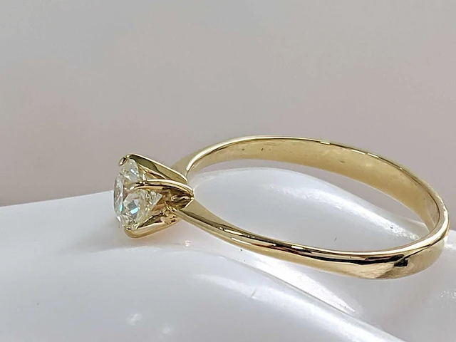 Ring 14 karaat geel goud met 0,47 crt. natuurlijke diamant igi gecertificeerd - afbeelding 4 van  5