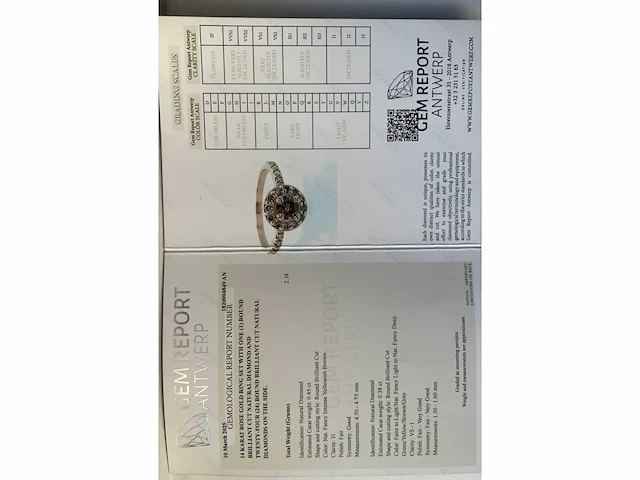 Ring 14 krt diamant natuurlijk gekleurd p, 2,38g - afbeelding 11 van  12