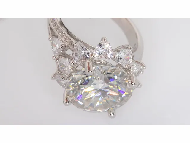 Ring 925 zilver moissanite (d/vvs1) 16.20 karaat - afbeelding 2 van  12