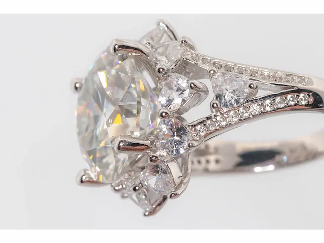 Ring 925 zilver moissanite (d/vvs1) 16.20 karaat - afbeelding 3 van  12